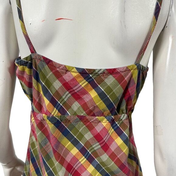 Womens Vintage y2k 2000s Tommy Hilfiger Plaid Cotton Slip Dress Empire Waist Siz - Picture 6 of 9